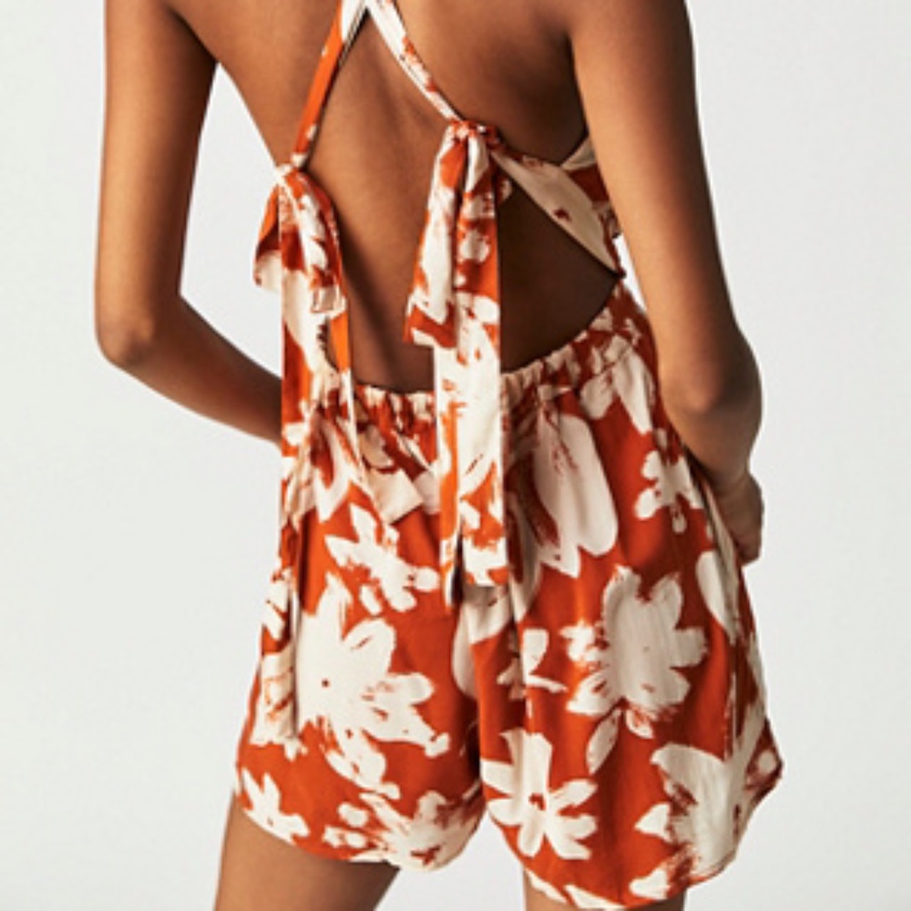 Free People “Coral Tides” Romper, size Smal